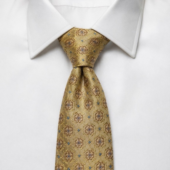 Jos. A. Bank Other - Jos. A. Bank Mens Gold & Blue 100% Silk Geometric Pattern Tie